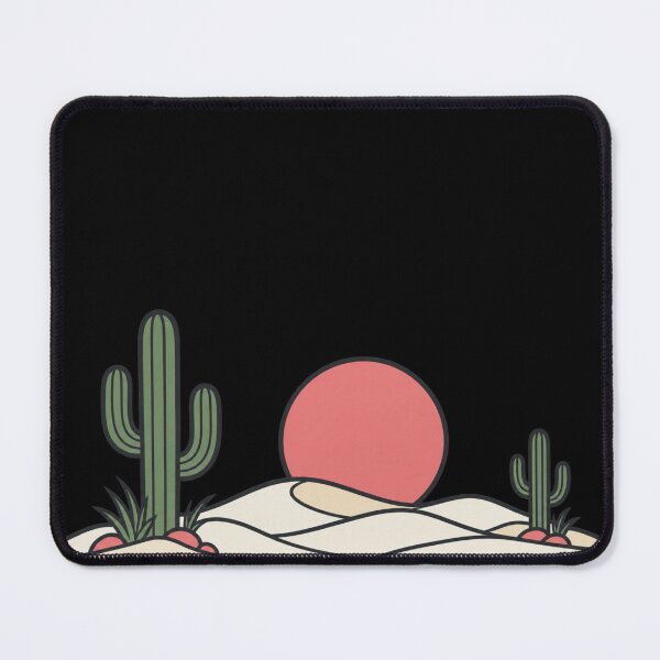 Item preview, Minimal Desert Scene with Saguaro Cacti and Round Sun Behind Dunes Bold Flat Vector Illustration designed and sold by OnPointOutfits.