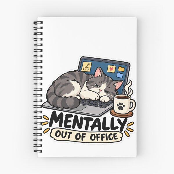 Item preview, Mental Out of Office – Tired Office Cat designed and sold by NorthPeak Studio.