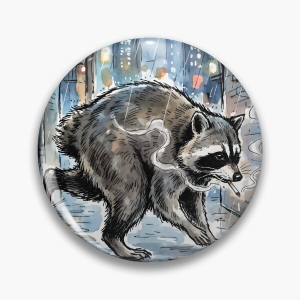 Item preview, Jimothy Smoking a Cigarette in a Rain Soaked Alley Funny Raccoon Tee designed and sold by Senpaiwaves.