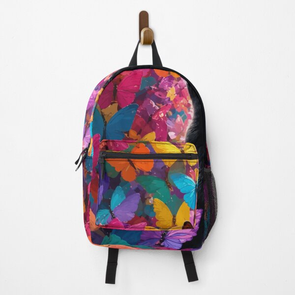 Item preview, Black Cat in Butterfly Garden Colorful Whimsical Feline Graphic Art designed and sold by The Upside Down.