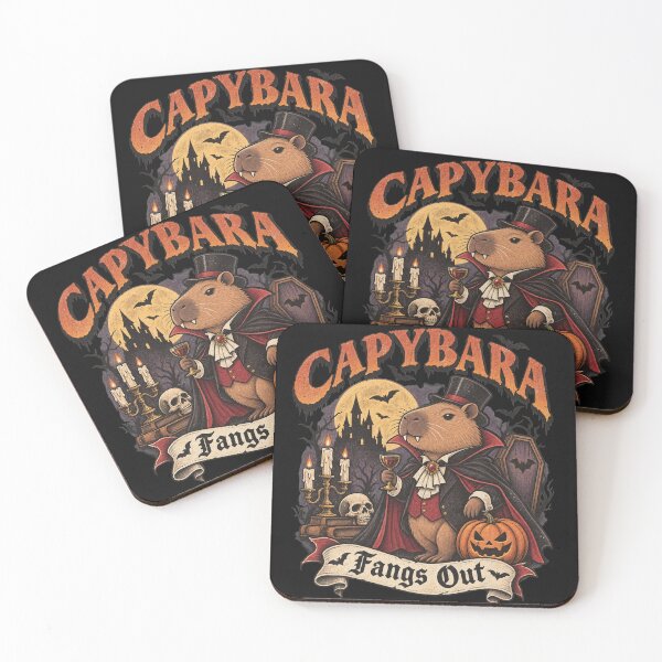 Item preview, Vampire Capybara Fangs Out – Vintage Halloween Retro Screen Print designed and sold by Freedesign-home.