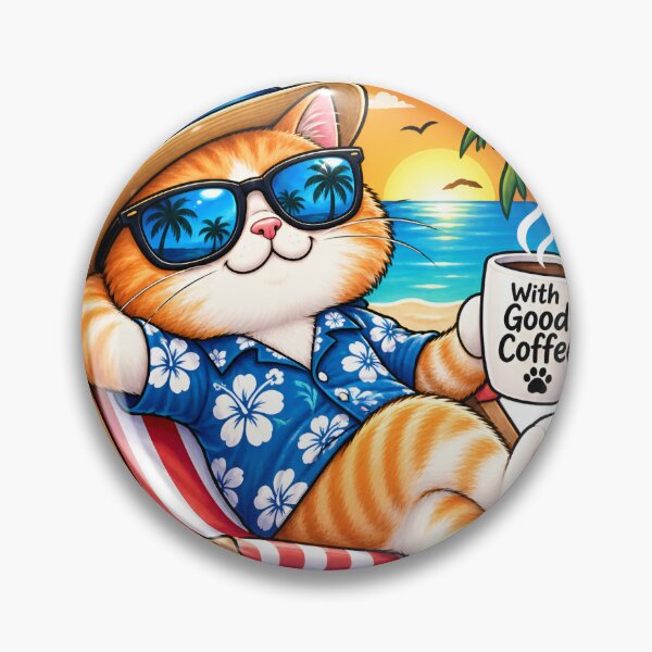 Item preview, Life Is Better With Good Coffee & No Plans – Cute Beach Cat Design designed and sold by : CraftyVibes.