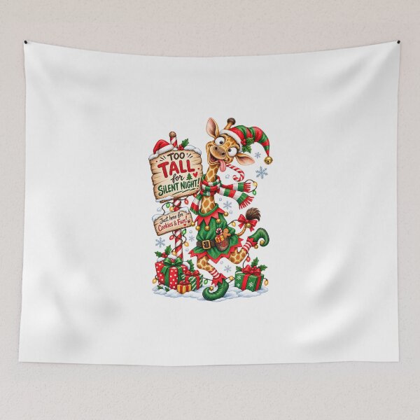 Item preview, Funny Christmas Giraffe Elf – Too Tall for Silent Night Holiday Design designed and sold by Sitred123.