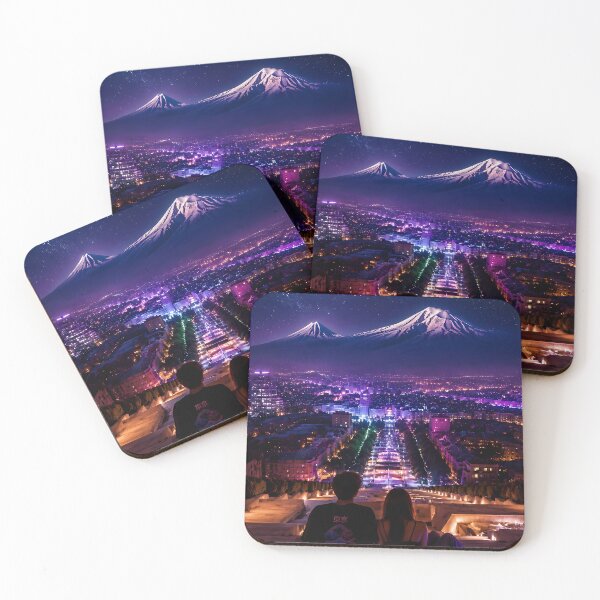 Item preview, Cyberpunk Couple Neon City Mount Fuji Art designed and sold by NeonRealmsStudio.