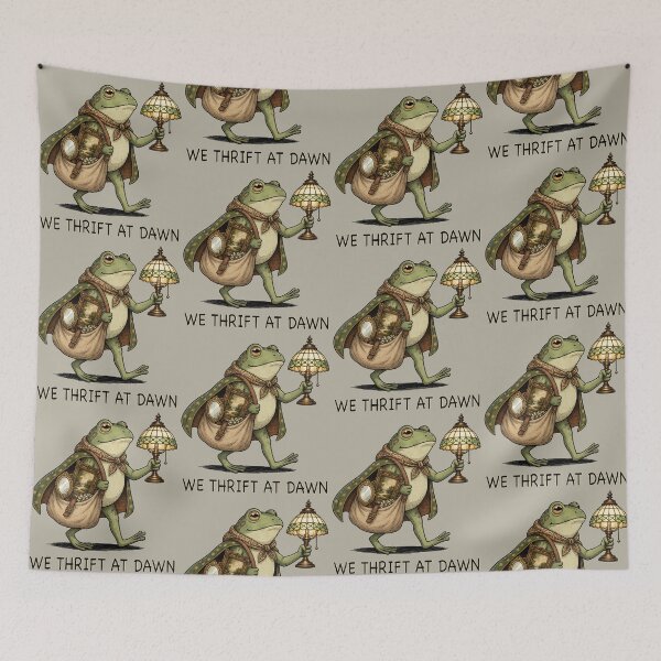 Item preview, We thrift at dawn - Funny Vintage Frog designed and sold by fildstudio.