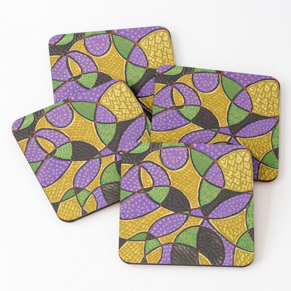 Item preview, Purple Green Mustard Abstract Geometric Watercolour Pattern designed and sold by ArithraStudio.