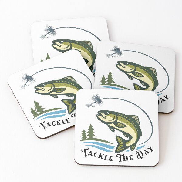 Item preview, Trout fishing logo style illustration "Tackle the Day" dry fly. designed and sold by Art-Horizon.