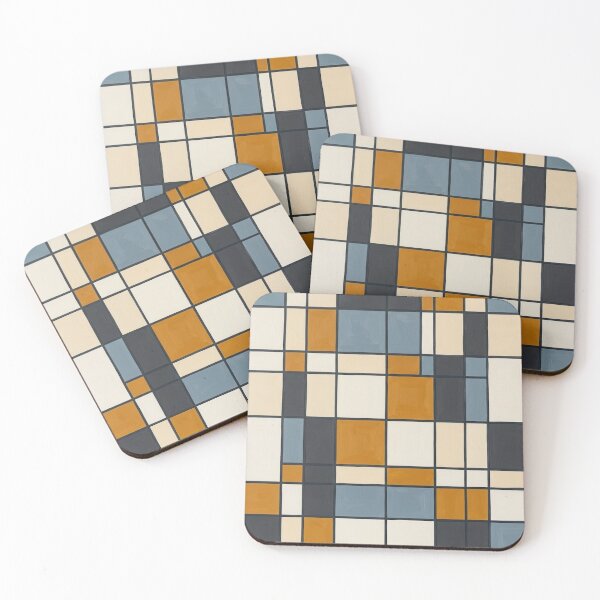 Item preview, Ochre Grid - Modern Geometric Abstract Art designed and sold by Zaramodo.