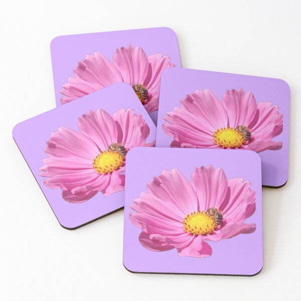 Item preview, Vibrant Pink Flower With A Bee On A Summer Day Cutout designed and sold by CamilasPrints.