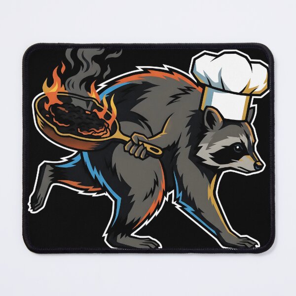 Item preview, Jimothy A Chef Holding Up a Badly Burnt Pan Funny Raccoon Tee designed and sold by Senpaiwaves.