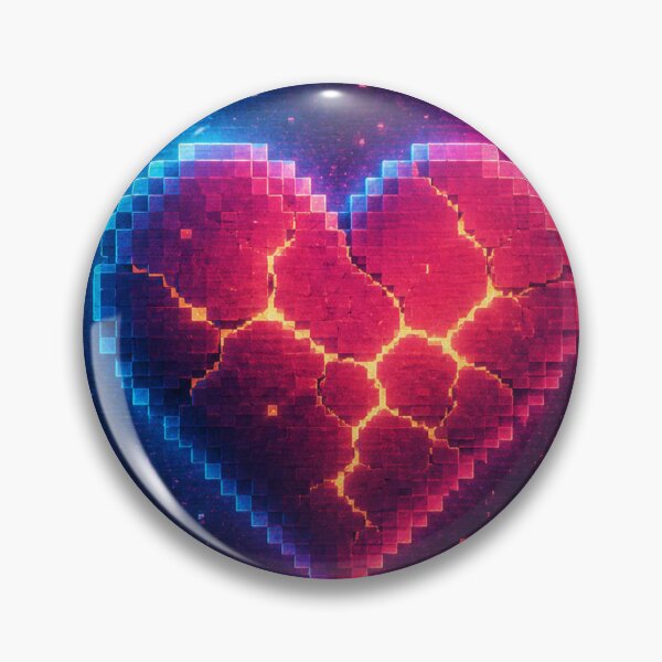 Item preview, Cracked Pixel Heart - Glowing Lava 8-Bit Print designed and sold by EtermaoDigital.