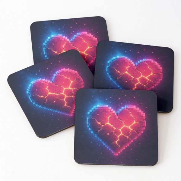 Item preview, Cracked Pixel Heart - Glowing Lava 8-Bit Print designed and sold by EtermaoDigital.