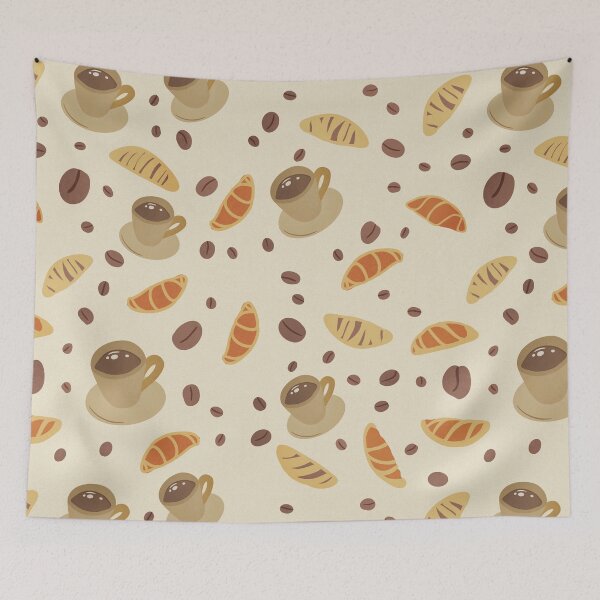 Item preview, Coffee and Croissant Pattern designed and sold by DinaArtStudio.
