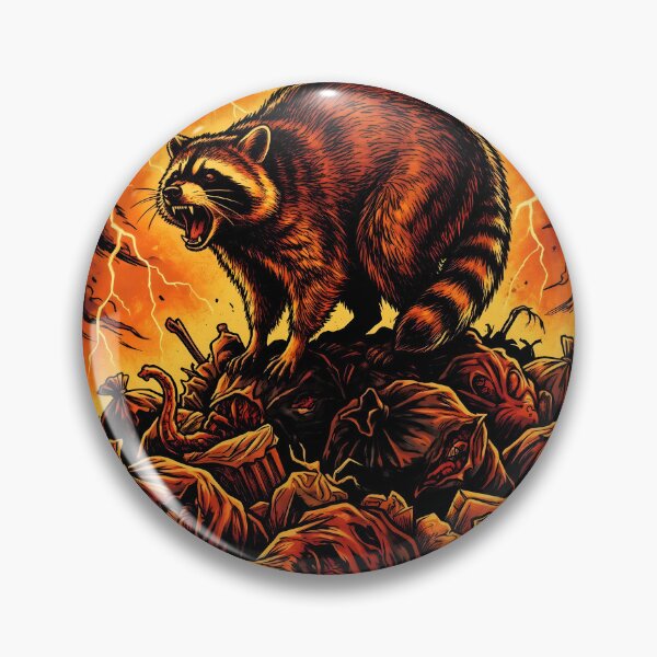 Item preview, Jimothy Roaring Atop a Mountain of Slain Garbage Bags Lightning Funny Raccoon Tee designed and sold by Senpaiwaves.