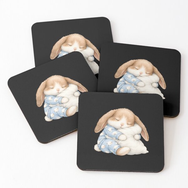 Item preview, Holland Lop Rabbit Sleeping in Cute Pajamas designed and sold by a-turner-paint.