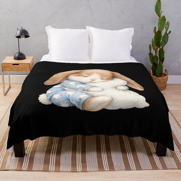 Item preview, Holland Lop Rabbit Sleeping in Cute Pajamas designed and sold by a-turner-paint.