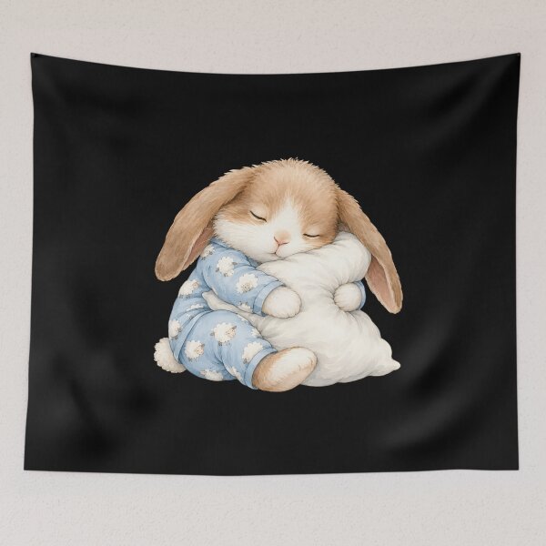 Item preview, Holland Lop Rabbit Sleeping in Cute Pajamas designed and sold by a-turner-paint.