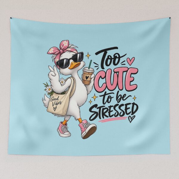Item preview, Too Cute to Be Stressed – Funny Duck designed and sold by StickyDelights.