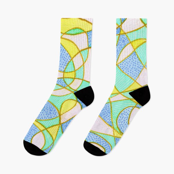 Item preview, Pastel Abstract Geometric Pattern: Mint Blue Yellow Watercolour designed and sold by ArithraStudio.