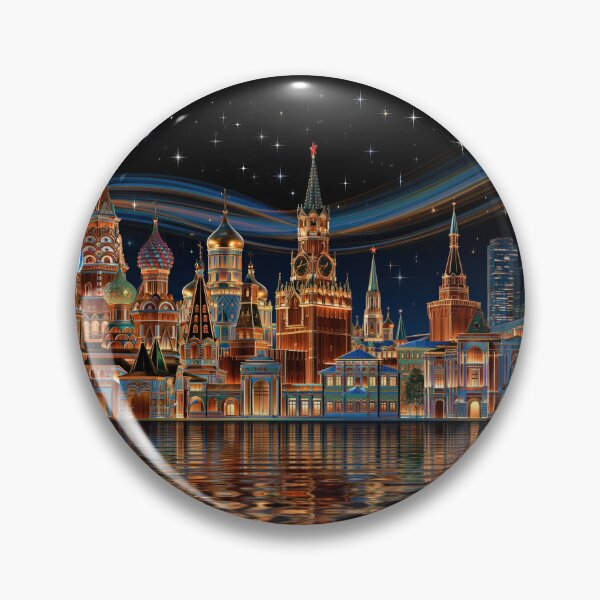 Artikelvorschau, Nächtliches Moskauer Stadtbild mit spiegelndem Fluss entworfen und verkauft von Rocky Mountain Artistry.