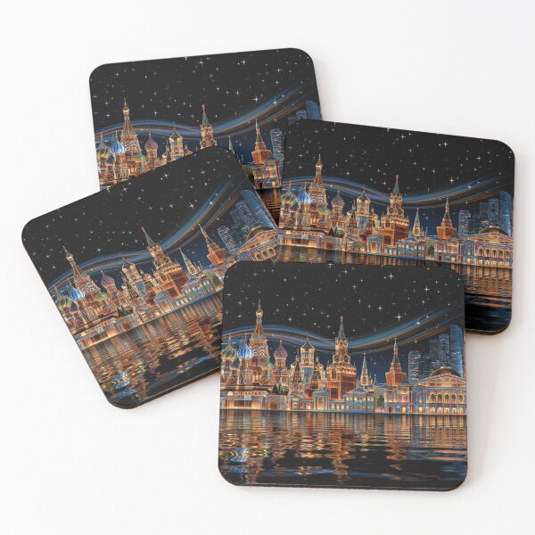 Item preview, Paisaje urbano nocturno de Moscú con el río reflejado designed and sold by Rocky Mountain Artistry.