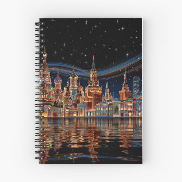 Item preview, Nighttime Moscow Cityscape with Reflective River designed and sold by Rocky Mountain Artistry.