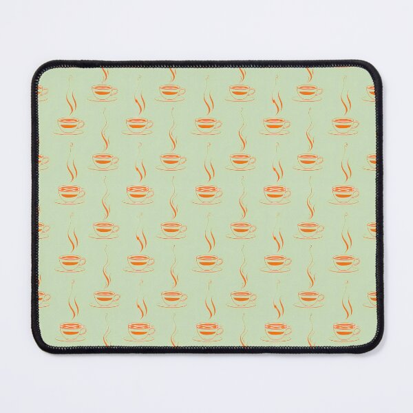 Item preview, Steaming Orange Teacup Line Art - Cozy Sage Green Pattern designed and sold by UniqueDesign751.