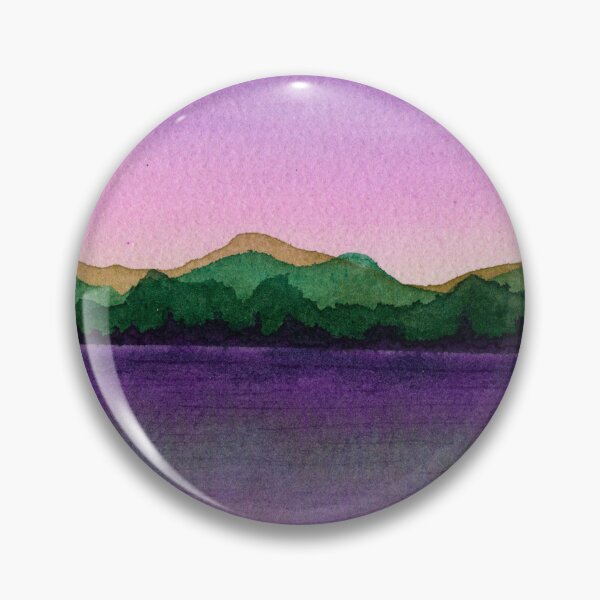 Item preview, Purple Lake and Green Hills: Minimalist Watercolour Landscape designed and sold by ArithraStudio.