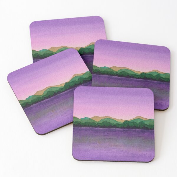 Item preview, Purple Lake and Green Hills: Minimalist Watercolour Landscape designed and sold by ArithraStudio.