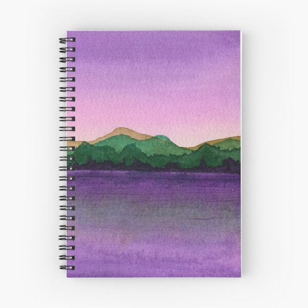 Item preview, Purple Lake and Green Hills: Minimalist Watercolour Landscape designed and sold by ArithraStudio.