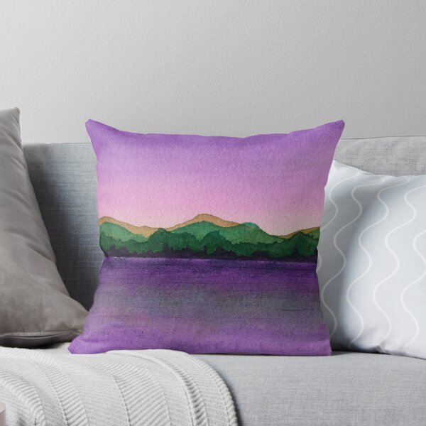 Item preview, Purple Lake and Green Hills: Minimalist Watercolour Landscape designed and sold by ArithraStudio.