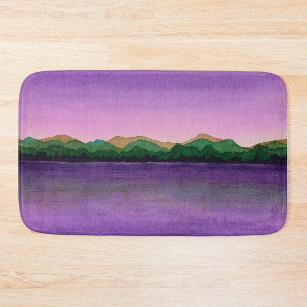 Item preview, Purple Lake and Green Hills: Minimalist Watercolour Landscape designed and sold by ArithraStudio.