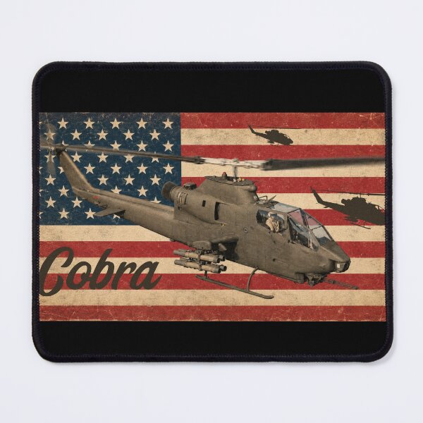 Item preview, AH-1 Cobra Helicopter Patriotic Vintage Worn American Flag designed and sold by MilitaryMart.