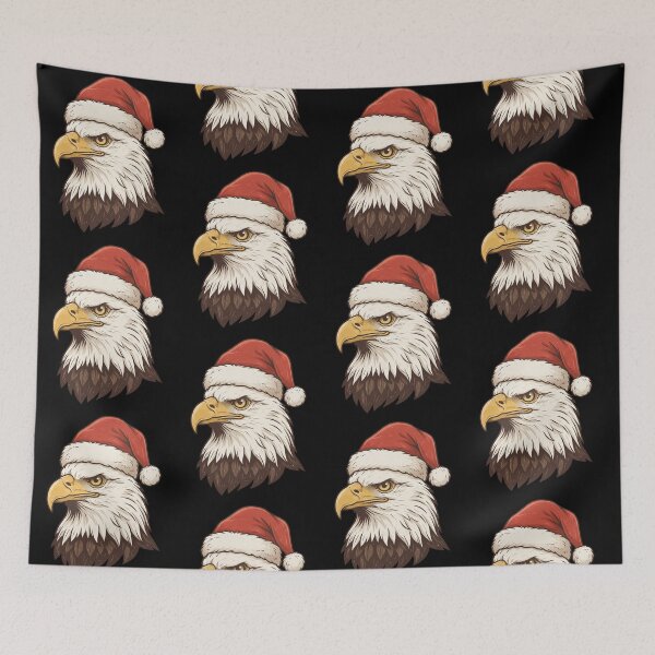 Item preview, Vintage Bald Eagle Wearing Santa Hat Christmas Portrait designed and sold by SOUFIANE1991.