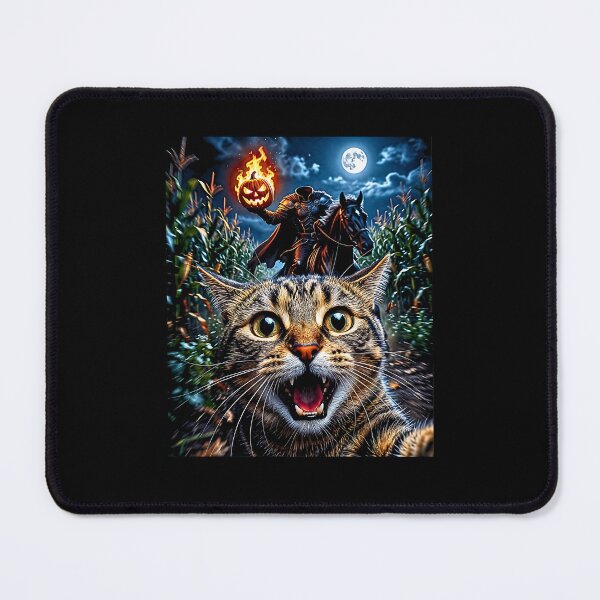 Item preview, Funny Halloween Selfie Cat Horseman Pumpkins Moon Night designed and sold by Rahamkshop.