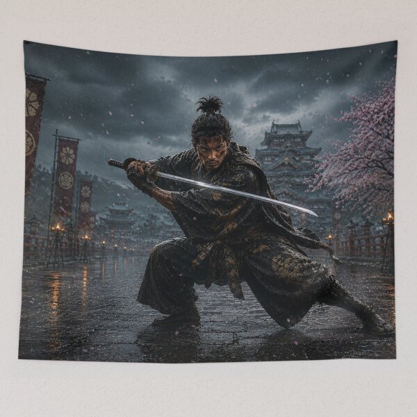 Item preview, Samurai in the rain — Japanese warrior with katana designed and sold by ZYVARENNE.