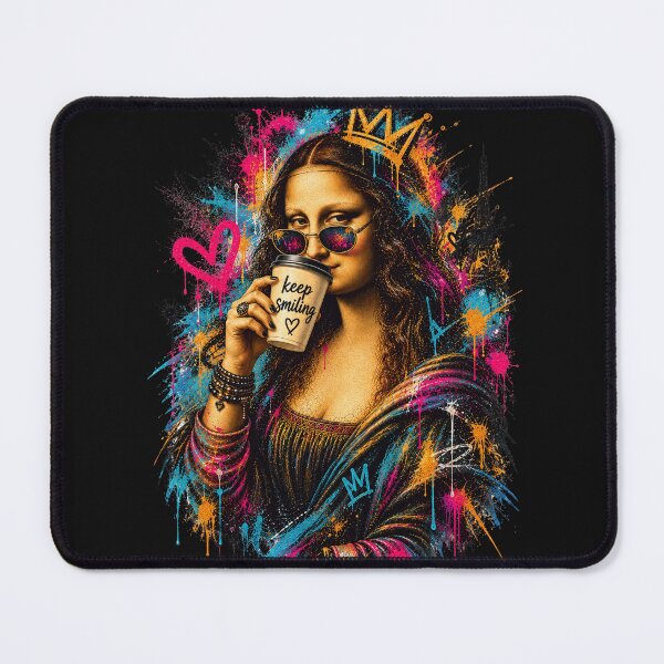 Item preview, Graffiti Mona Lisa. Keep Smiling Coffee Cup Street Art Paris Pop Culture Mashup designed and sold by GEM STYLE.