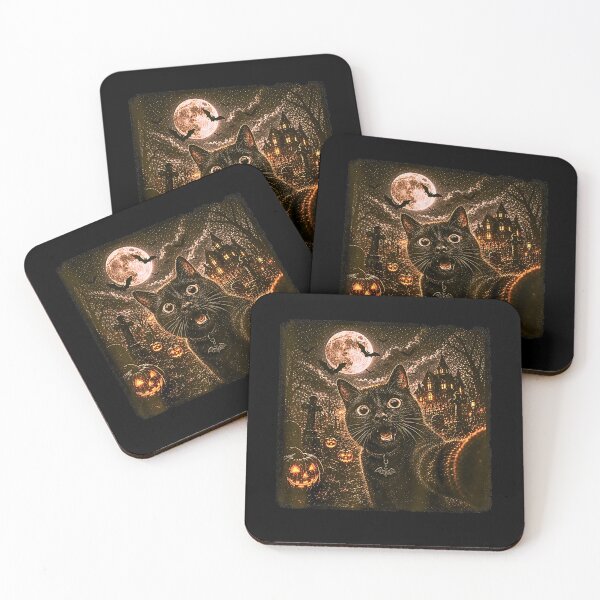 Item preview, Funny Halloween Selfie Cat Horseman Pumpkins Moon Night  designed and sold by Rahamkshop.