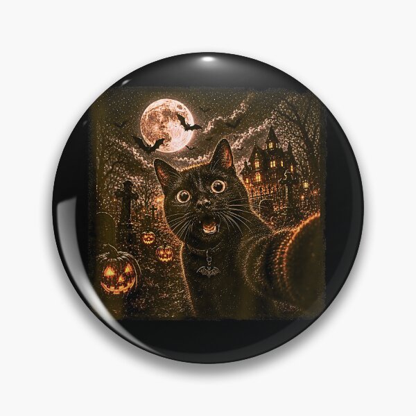 Item preview, Funny Halloween Selfie Cat Horseman Pumpkins Moon Night  designed and sold by Rahamkshop.