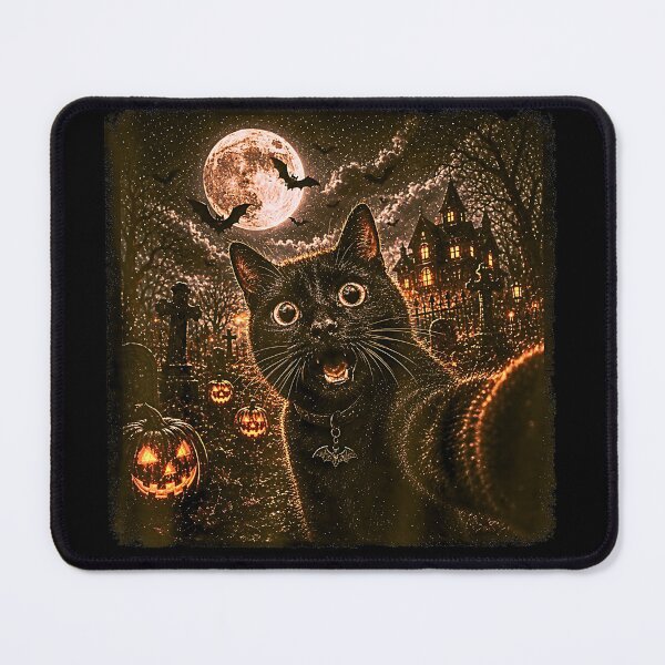 Item preview, Funny Halloween Selfie Cat Horseman Pumpkins Moon Night designed and sold by Rahamkshop.