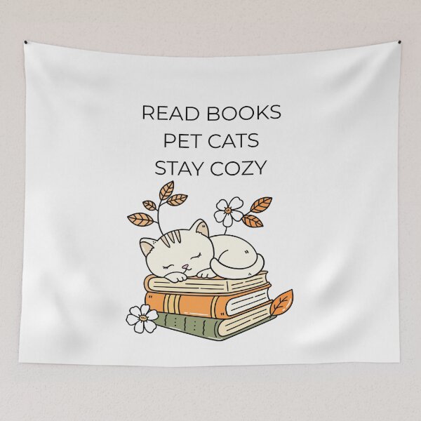 Item preview, Read Books Pet Cats Stay Cozy Cute Autumn Cat Aesthetic designed and sold by Jelicint.