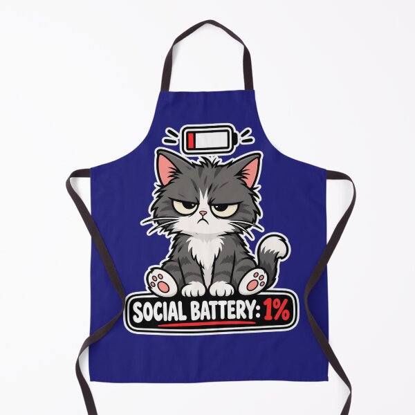 Item preview, Social Battery 1% – Tired Cat designed and sold by NorthPeak Studio.