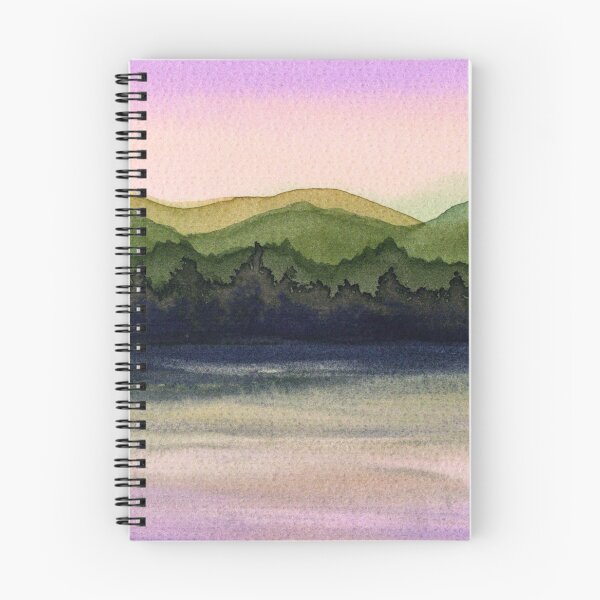 Item preview, Layered Green Hills: Pink Sky Watercolour Landscape designed and sold by ArithraStudio.