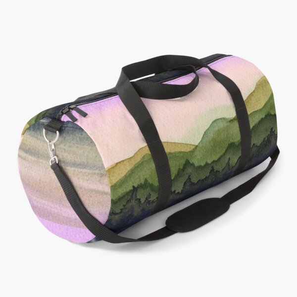 Item preview, Layered Green Hills: Pink Sky Watercolour Landscape designed and sold by ArithraStudio.