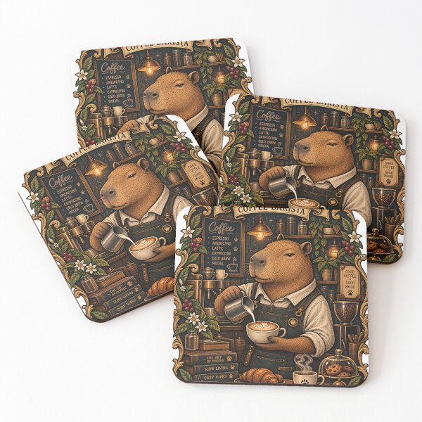 Item preview, Capybara Coffee Barista Vintage Café Aesthetic Art designed and sold by zhivago1980.