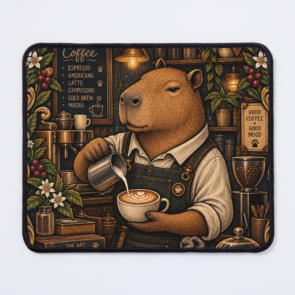 Item preview, Capybara Coffee Barista Vintage Café Aesthetic Art designed and sold by zhivago1980.