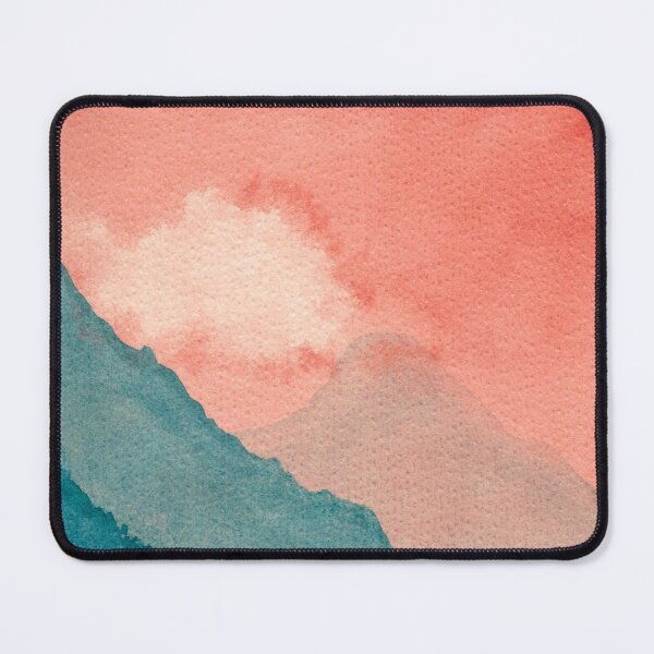 Item preview, Coral Sky Teal Mountains: Minimalist Watercolour Landscape designed and sold by ArithraStudio.