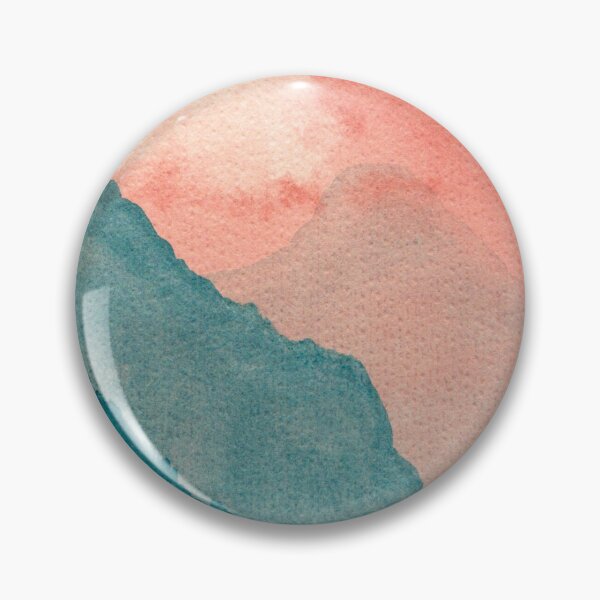 Item preview, Coral Sky Teal Mountains: Minimalist Watercolour Landscape designed and sold by ArithraStudio.
