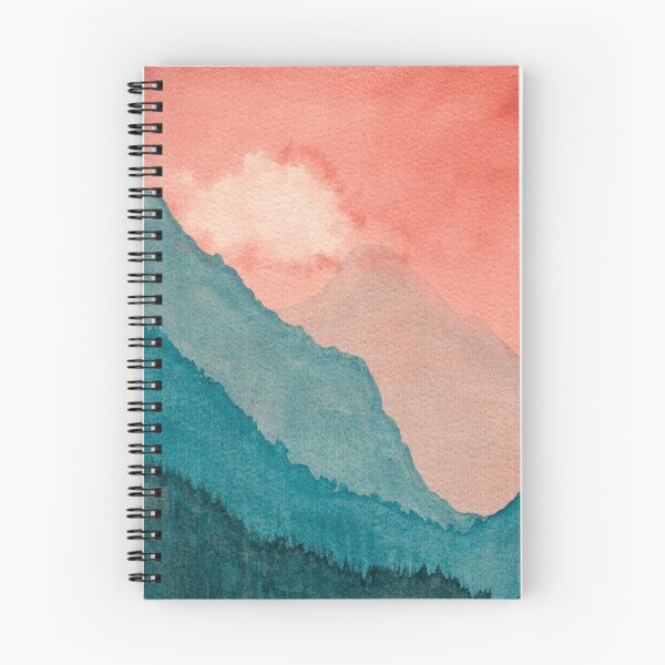 Item preview, Coral Sky Teal Mountains: Minimalist Watercolour Landscape designed and sold by ArithraStudio.
