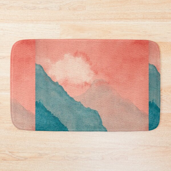 Item preview, Coral Sky Teal Mountains: Minimalist Watercolour Landscape designed and sold by ArithraStudio.